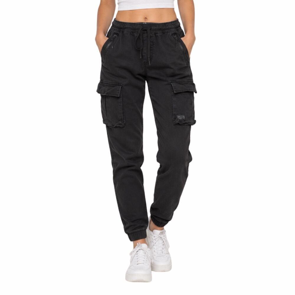 Hollister Women’s S Skinny Cargo Jogger Pants Black Stretch Zip Pockets Y2K